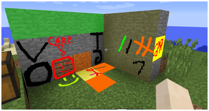 マイクラ どこでもお絵描き ブロックへ自由にラクガキできる Mc Paint Mod ゲマステ 新作ゲームレビュー マイクラ ゲームmod情報まとめ