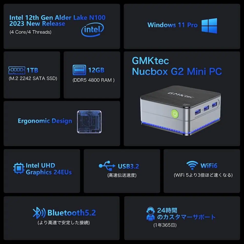 ‎GMKtec NucBox G2 ミニPC 12GB+512GB Win11