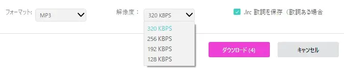 ダウンロード設定項目