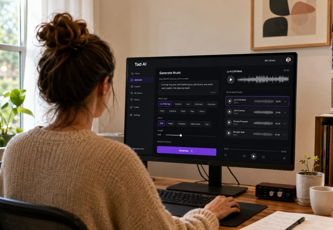Tad AIで音楽生成を行うイメージ