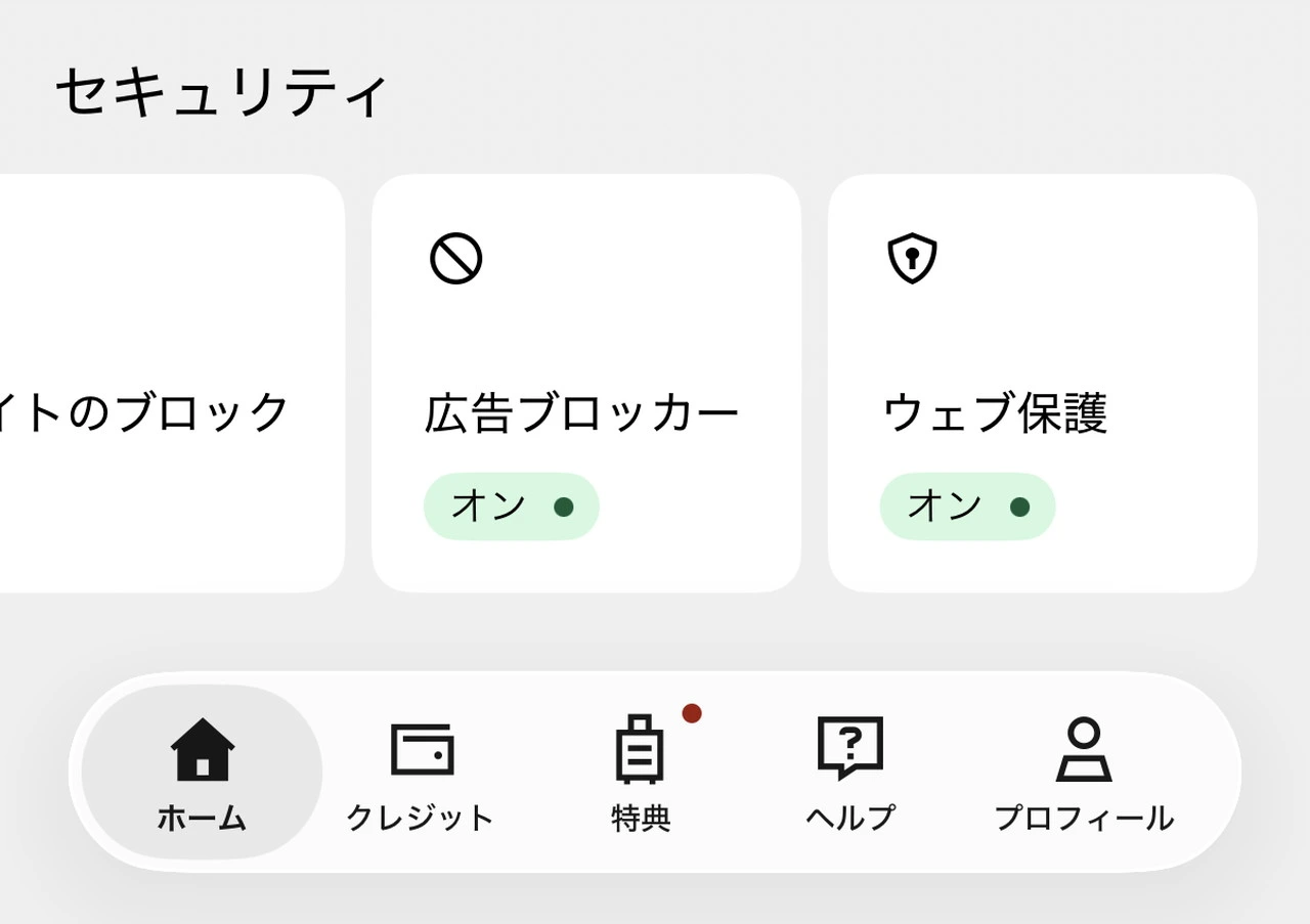 ウェブ保護画面